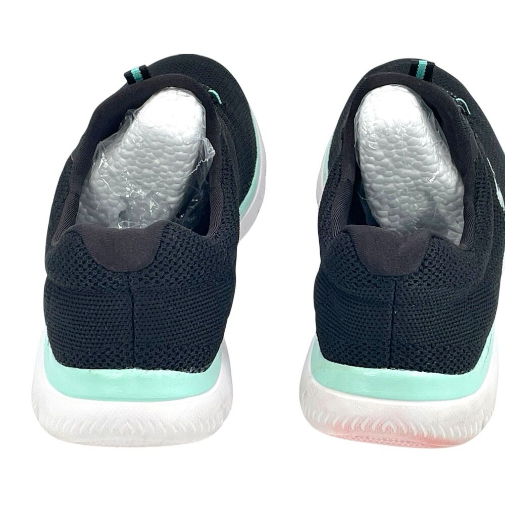 Skechers Womens 8.5 Black Mint Athletic Walking Shoes Lightweight Lace Up - Picture 4 of 7